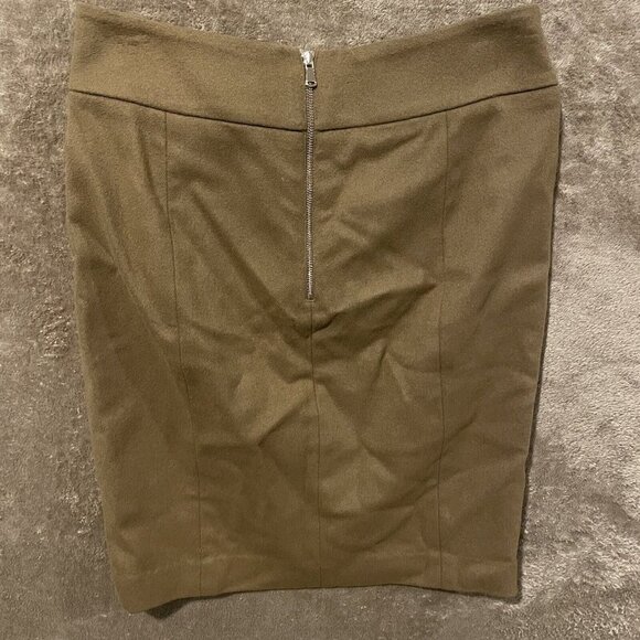 Women's Ann Taylor Brown Pencil Skirt Size 2 Wool Blend Lined Back Zip Knee - Picture 3 of 5